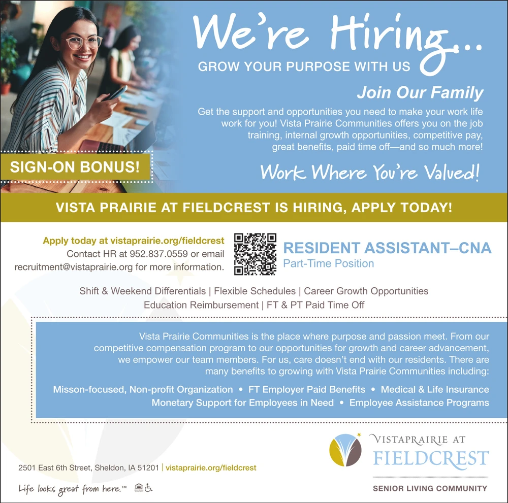 Vista Prairie at Fieldcrest is Hiring