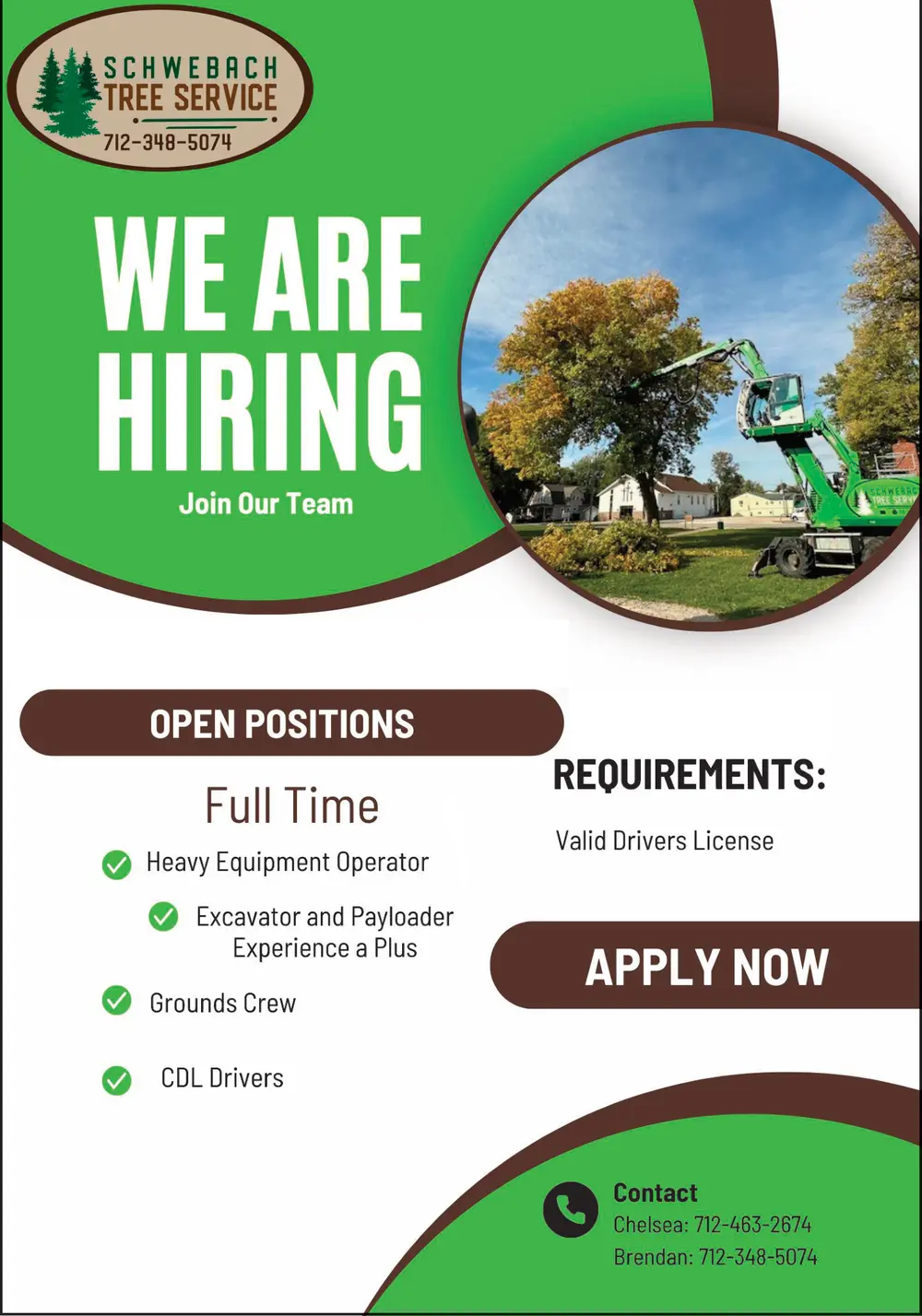Now Hiring at Schwebach Tree Service