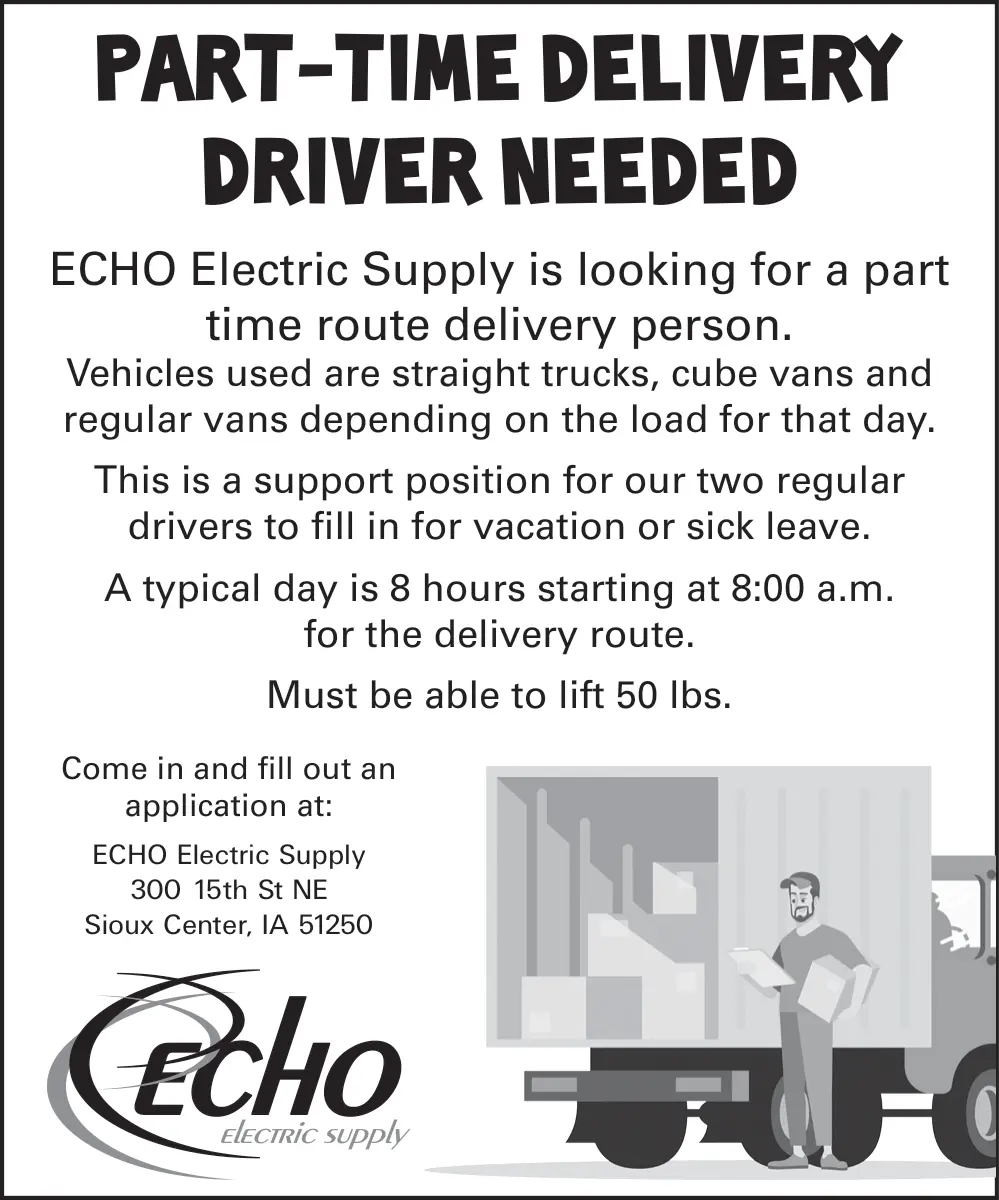 PartTime Delivery Driver Needed at ECHO Electric Supply