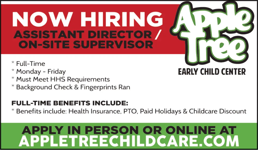 Now Hiring FullTime Assistant Director at Apple Tree Early Child Center