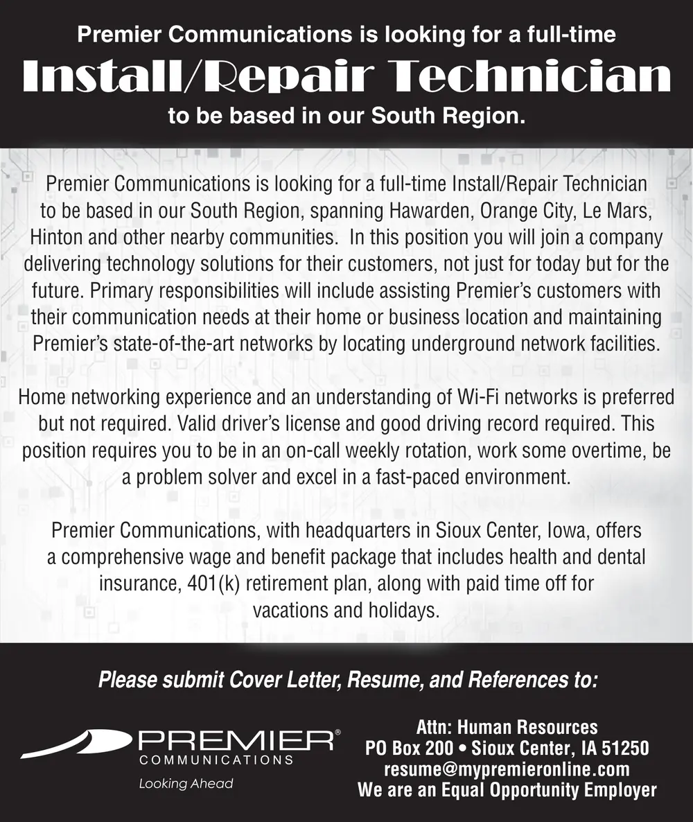 Install/Repair Technician Job Opportunity in Sioux Center