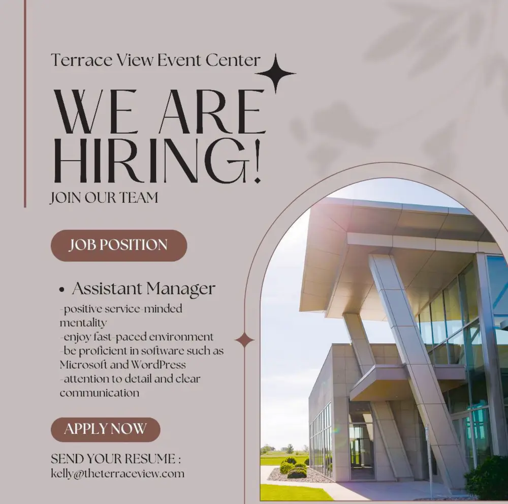 Terrace View Event Center is Now Hiring an Assistant Manager