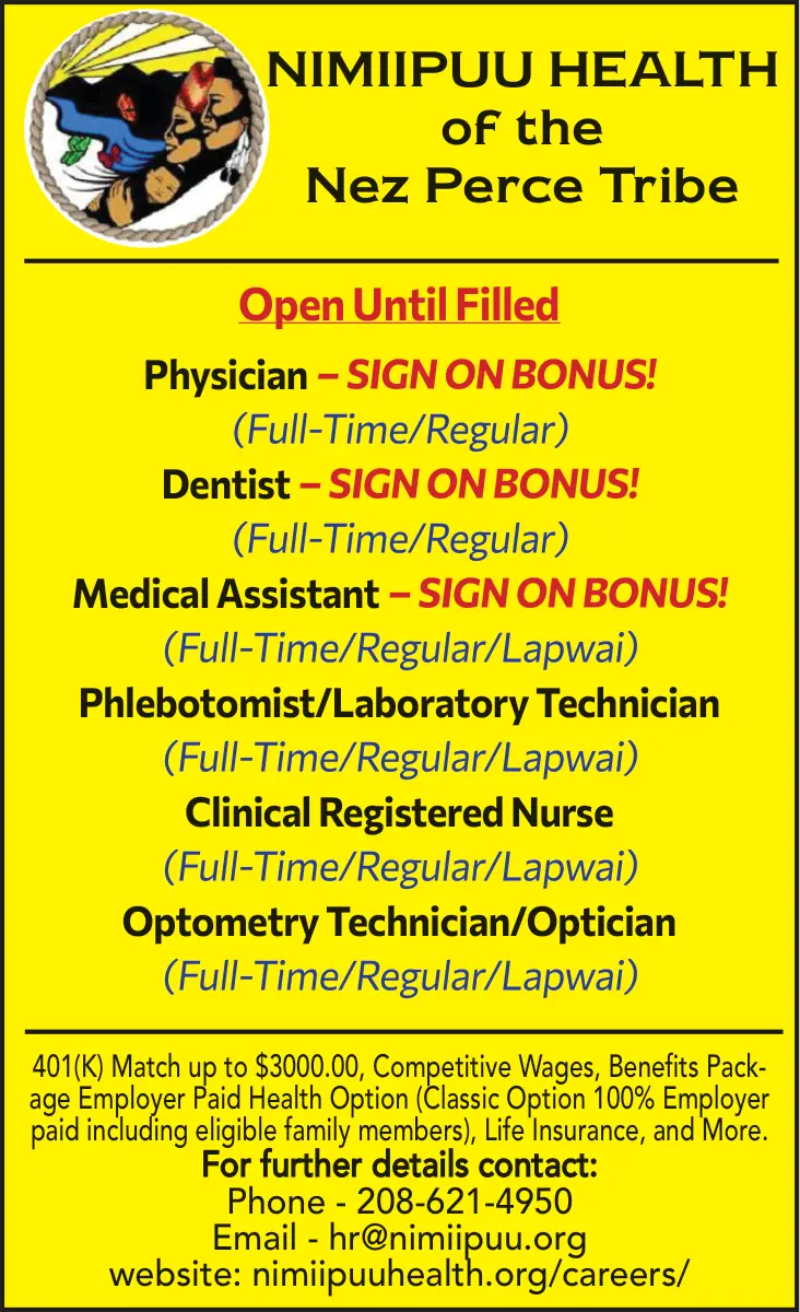 Healthcare Careers at Nimiipuu Health in Lapwai, Idaho