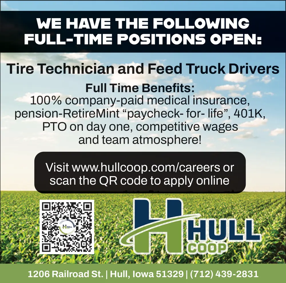 Tire Technician and Feed Truck Drivers Needed - Careers in Hull, Iowa