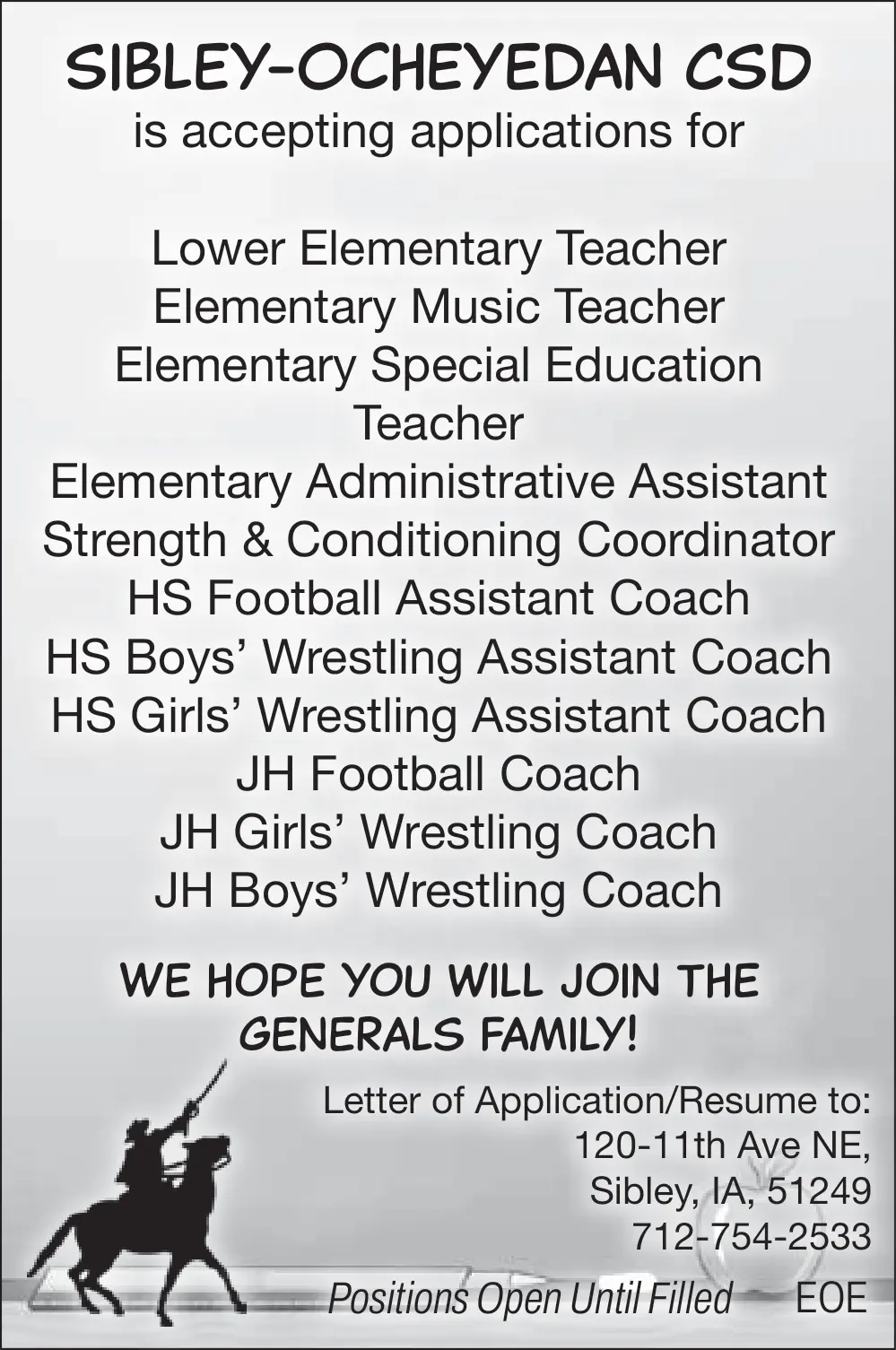 Employment Opportunities in Sibley, Iowa