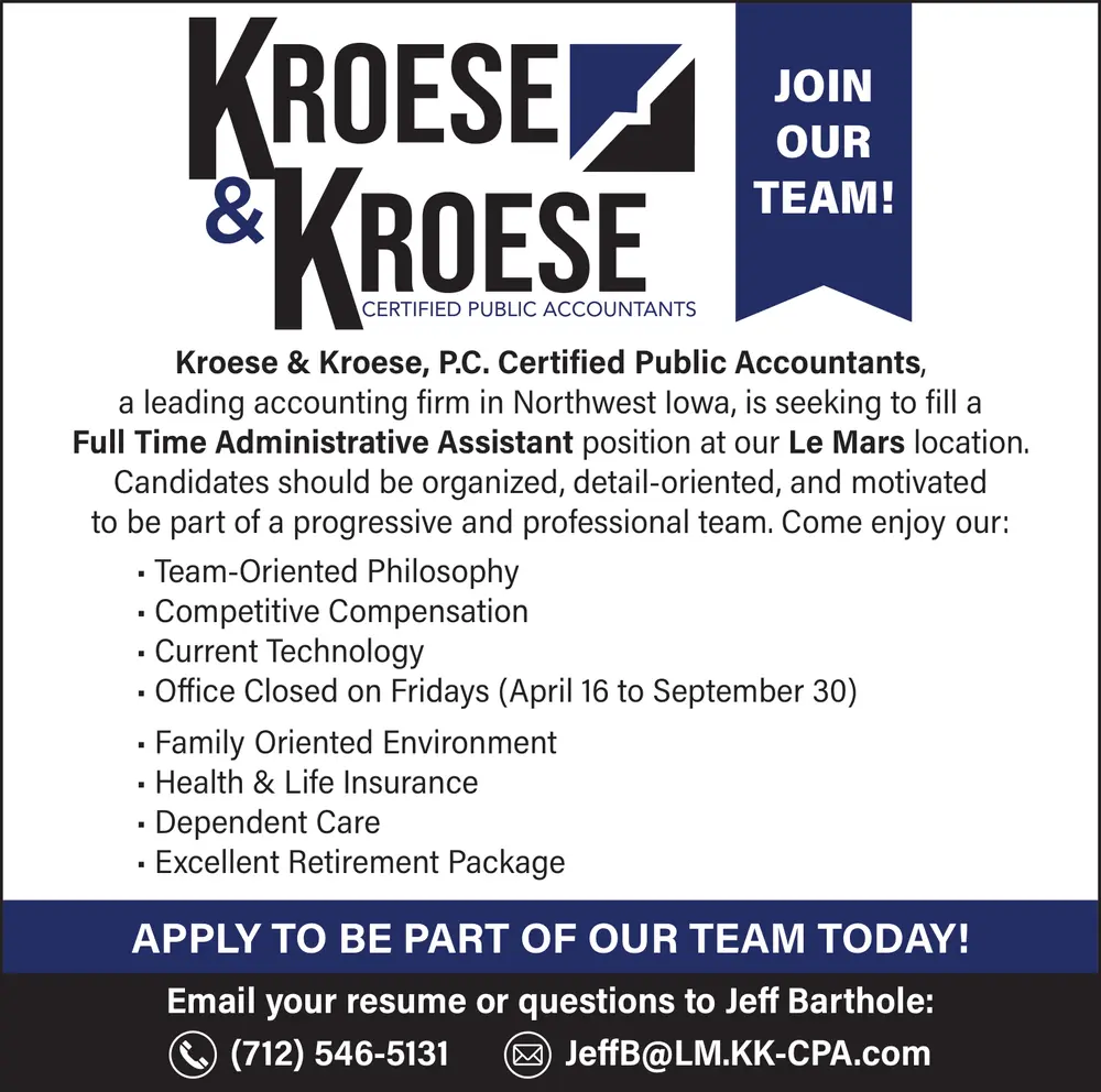 Full Time Administrative Assistant - Kroese & Kroese
