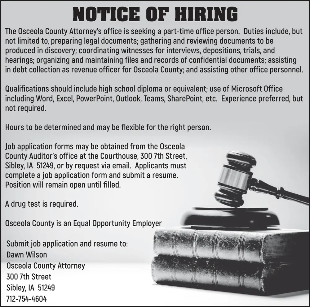 Osceola County Attorney's Office in Sibley, Iowa