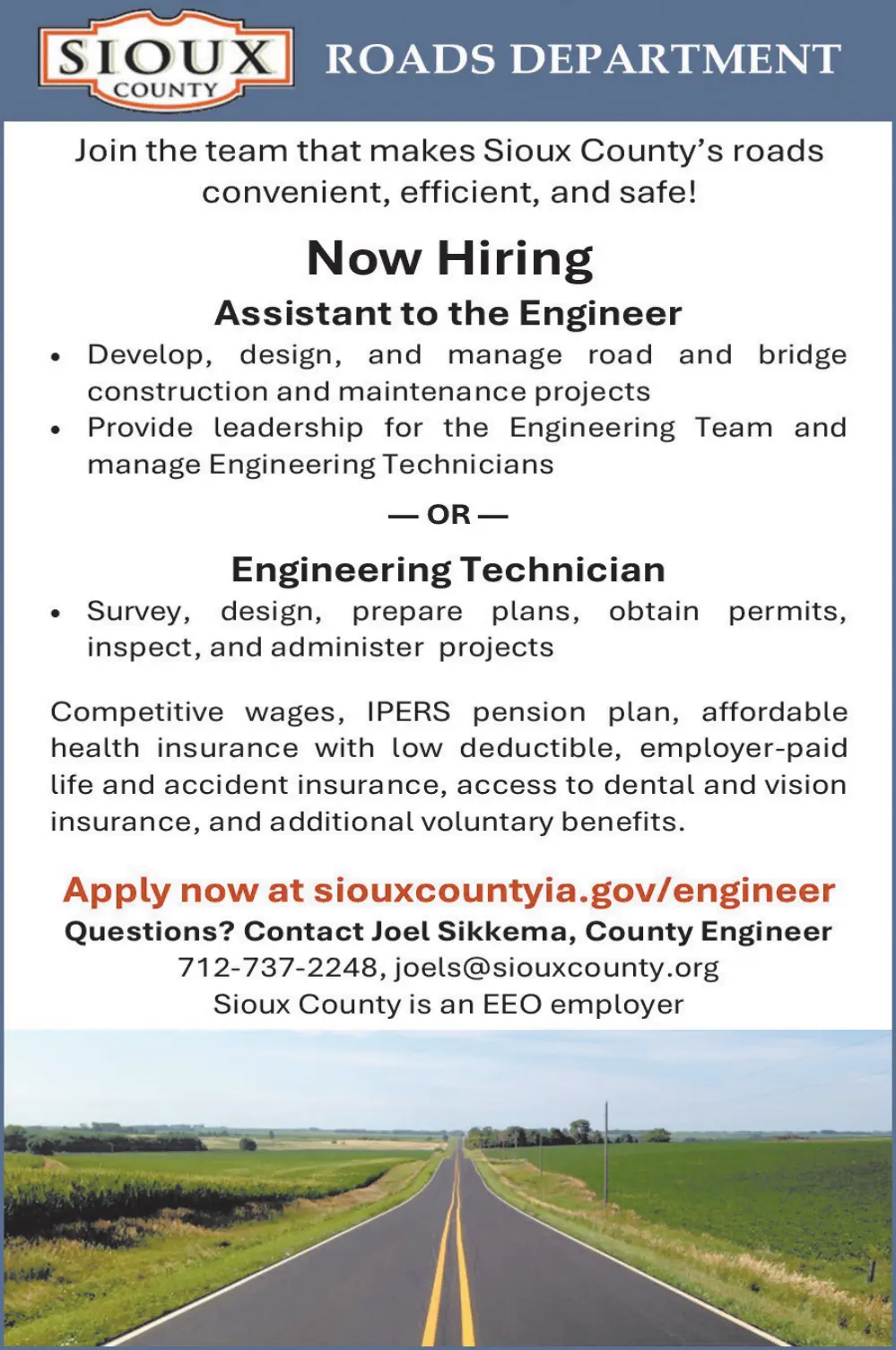 Sioux County Secondary Roads Employment Opportunities in Orange City, IA