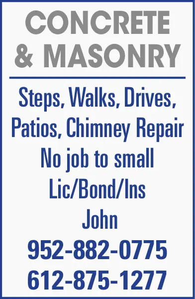 Concrete & Masonry Services in Central Minnesota