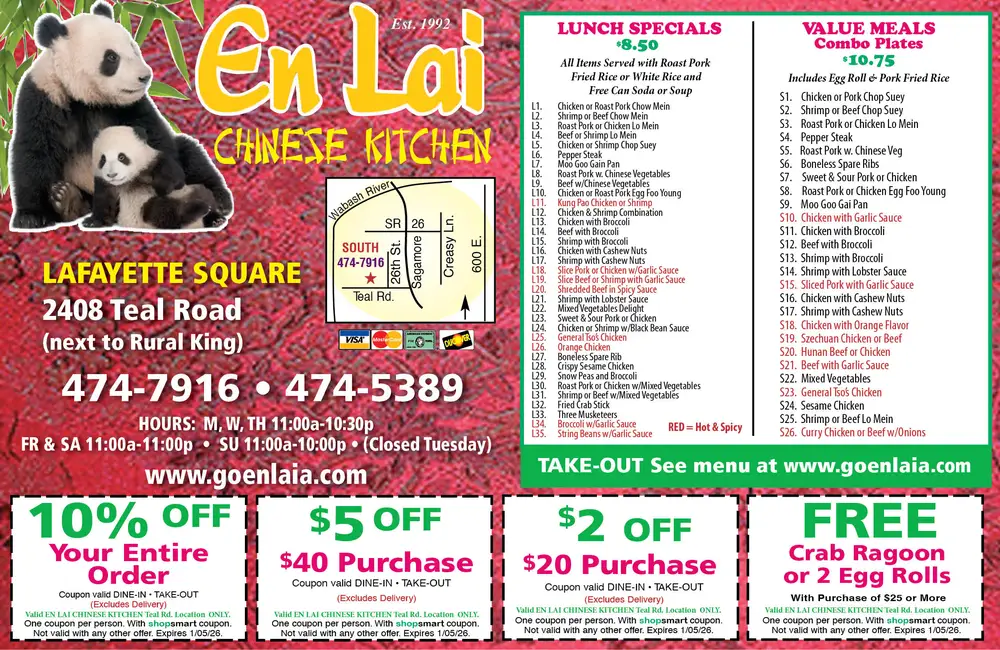 Visit En Lai Chinese Kitchen in Lafayette Teal Road