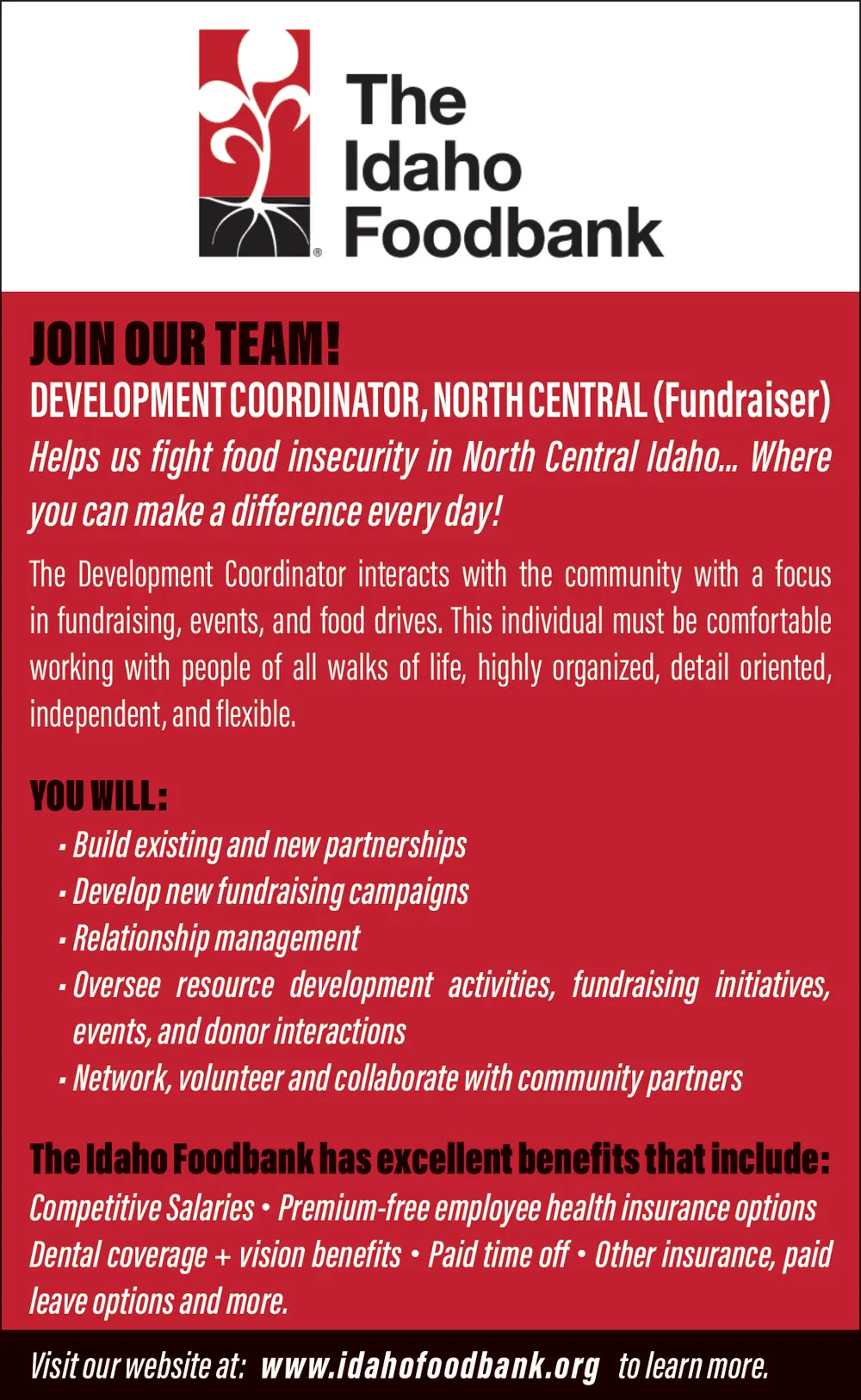 Development Coordinator Position Available in Meridian, Idaho
