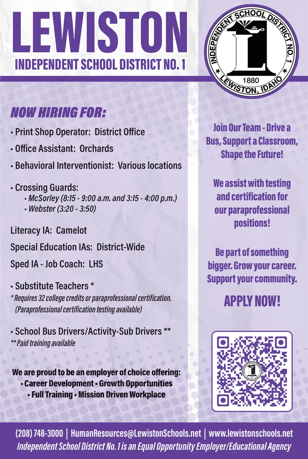 Job Openings at Lewiston Independent School District in Lewiston, ID