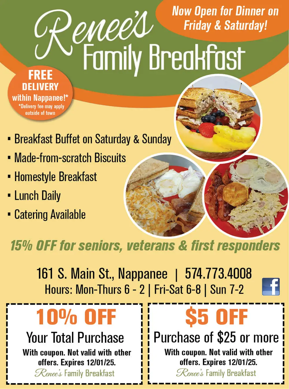 Welcome to Renee's Family Breakfast in Nappanee, IN