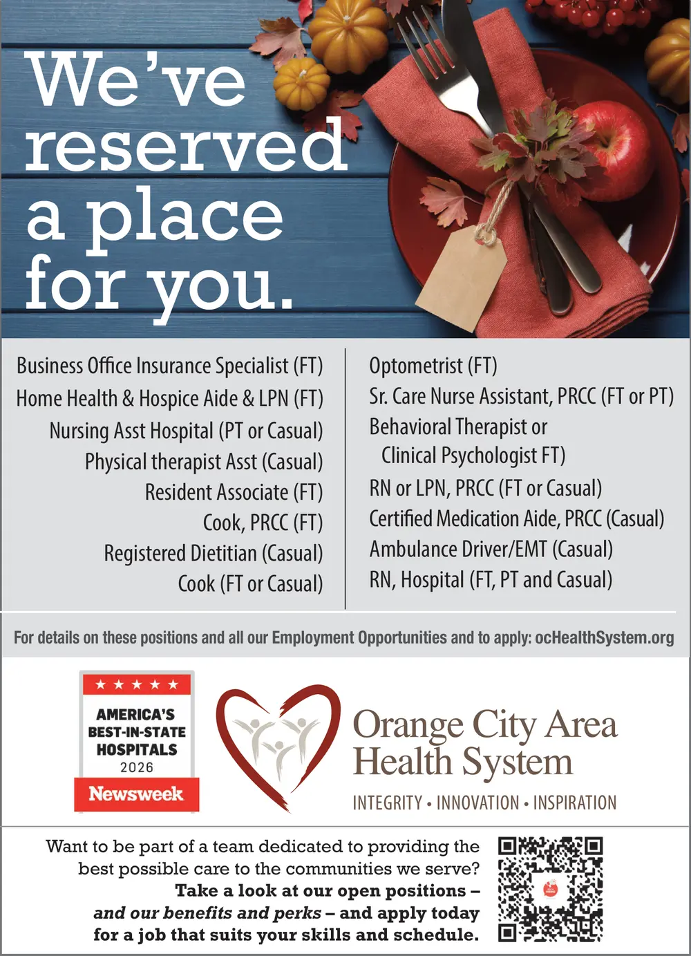 Healthcare Employment Opportunities in Orange City, IA