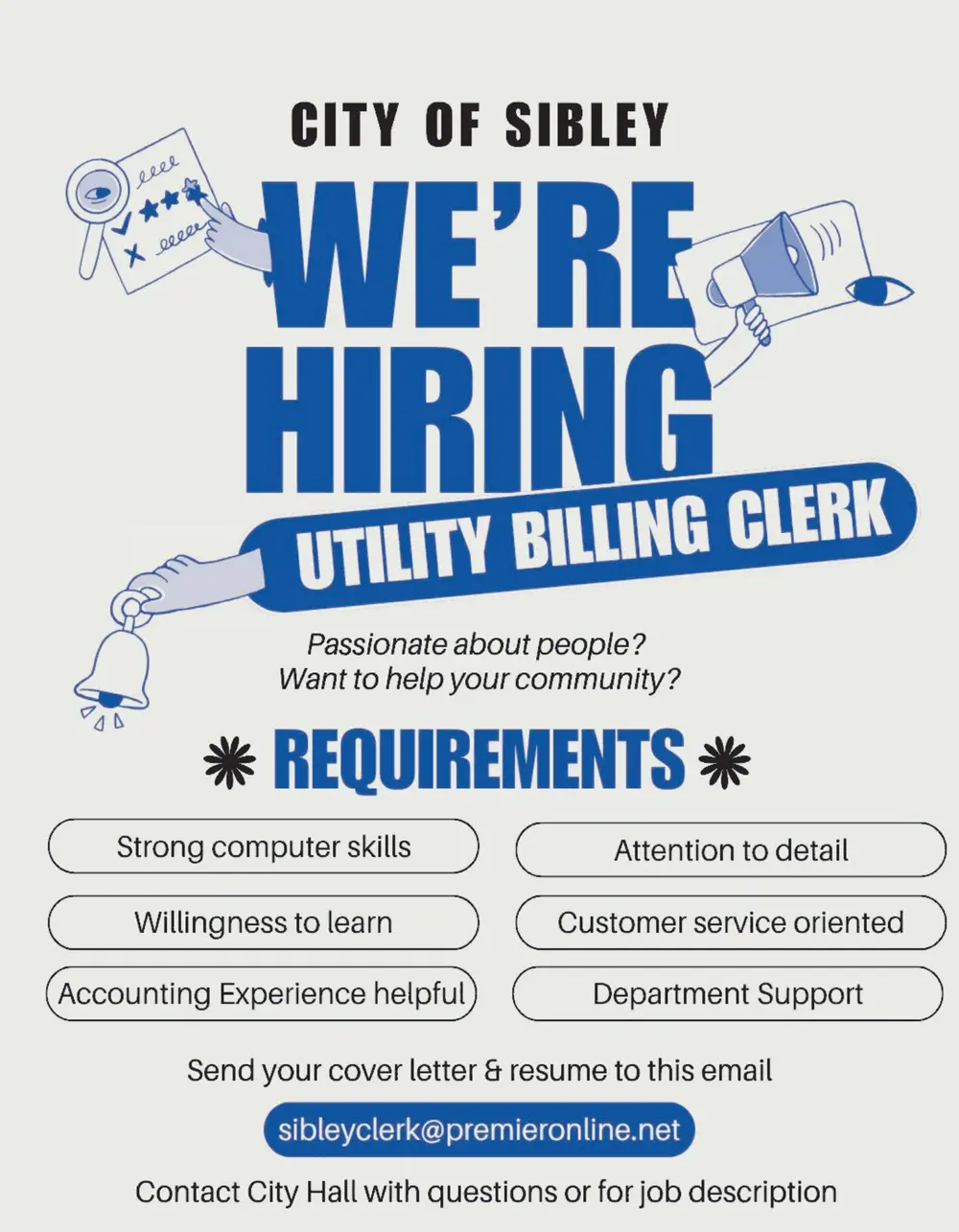 Utility Billing Clerk in Sibley, IA