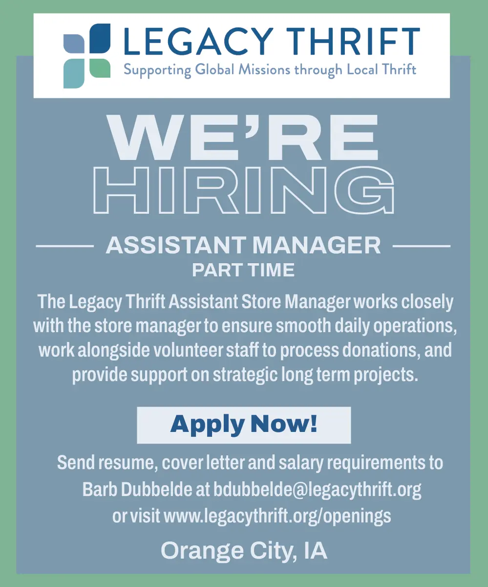 Assistant Store Manager - Legacy Thrift in Orange City, IA
