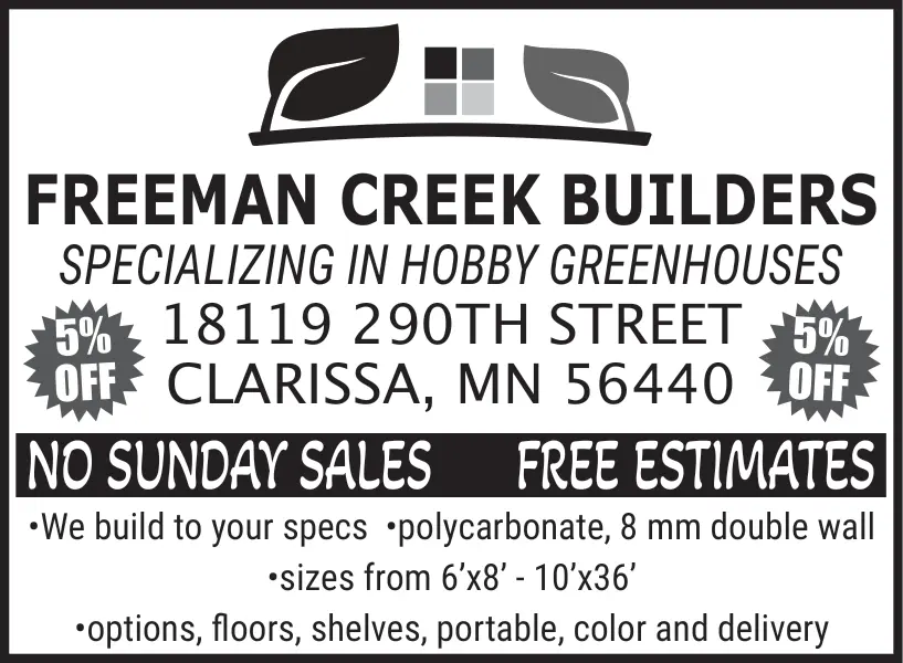 Custom Hobby Greenhouse Builders in Clarissa, MN