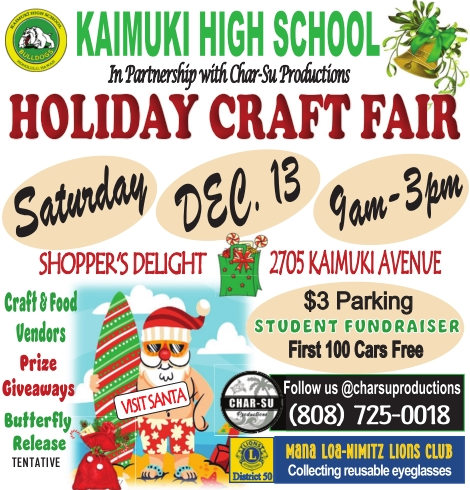 Holiday Craft Fair in Honolulu, HI – Kaimuki High School