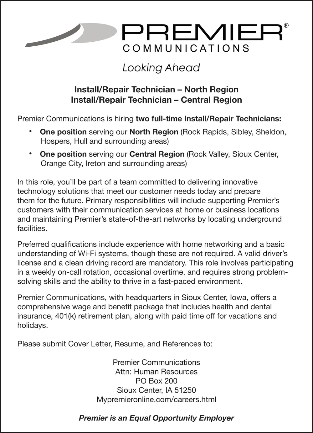 Install/Repair Technician Jobs Job Opportunity in Sioux Center