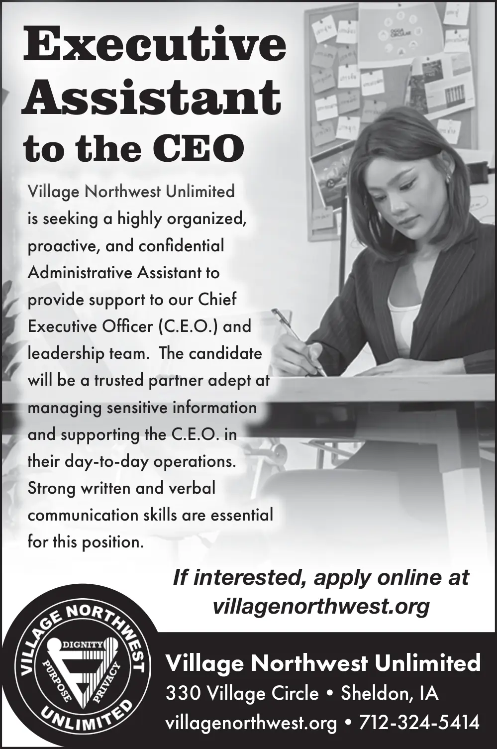 Executive Assistant to the CEO Job Opening in Sheldon, IA