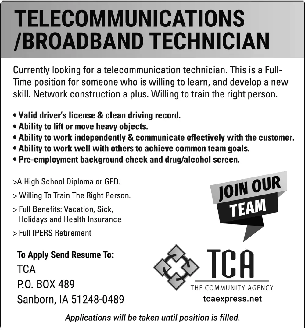 Telecommunications/Broadband Technician Career Opportunity