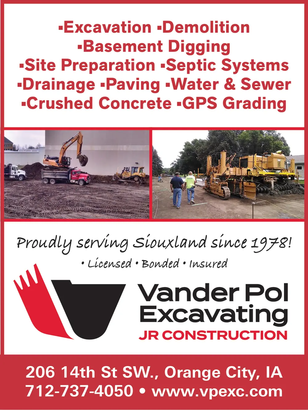 Excavation & Construction Services in Orange City, IA