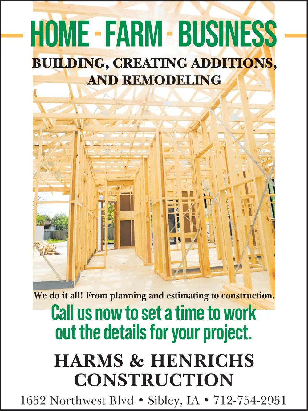 Trusted Construction Services in Sibley, IA – Harms & Henrichs