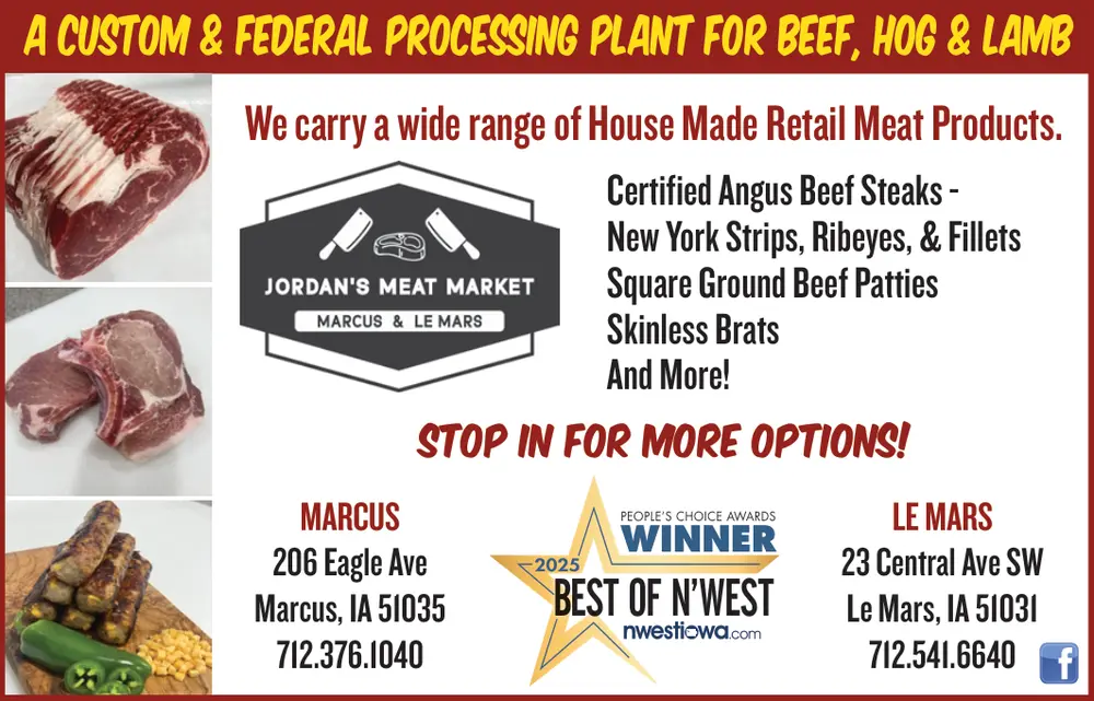 Jordan's Meat Market in Marcus and Le Mars, IA