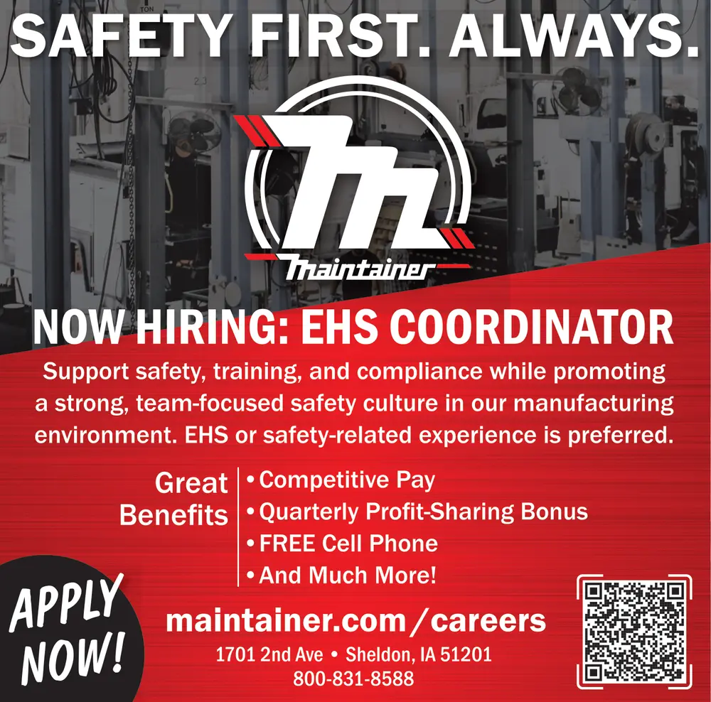 EHS Coordinator Job Openings in Sheldon, IA