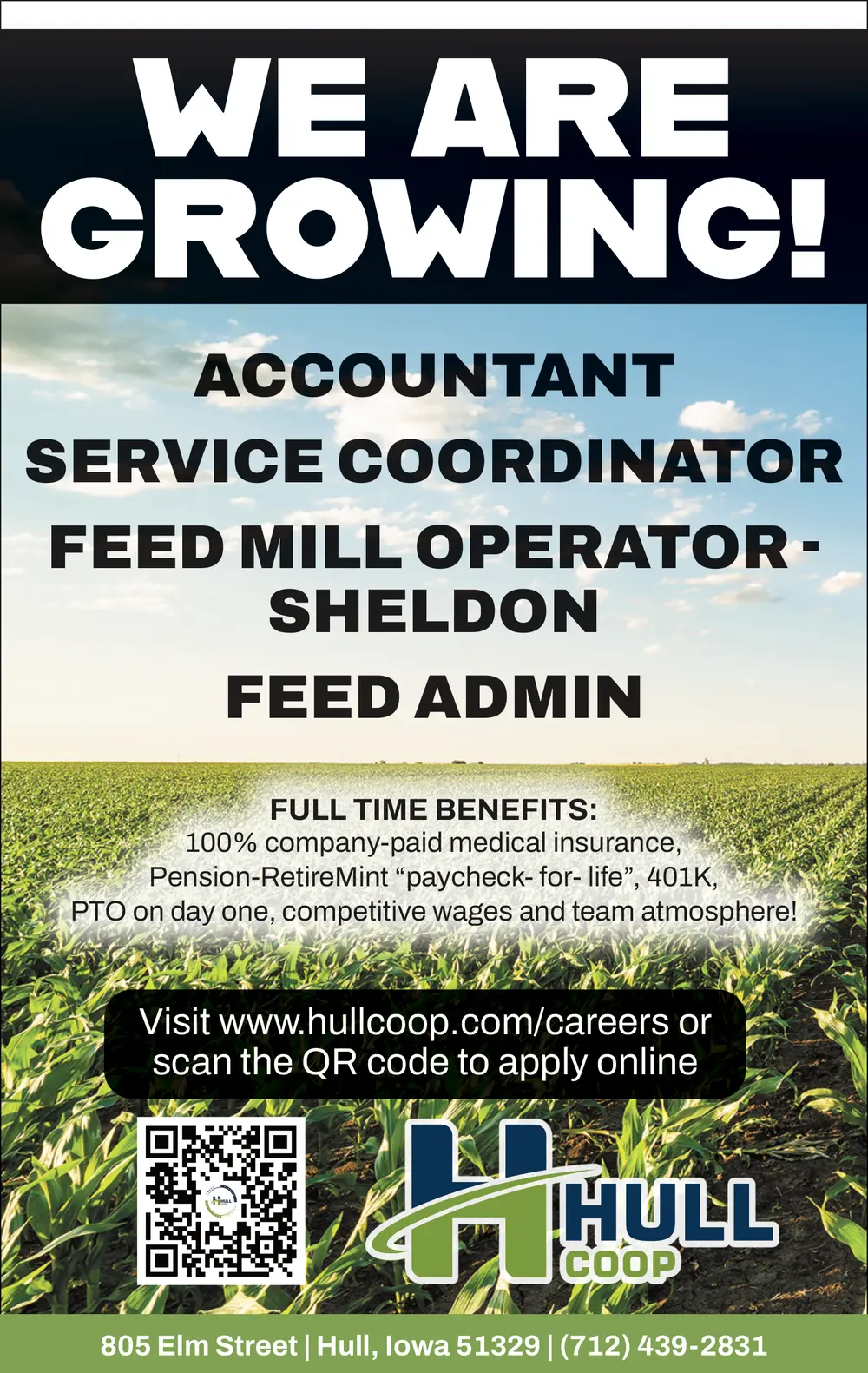 Feed Mill Operator & Accountant Service Coordinator Jobs in Hull, IA