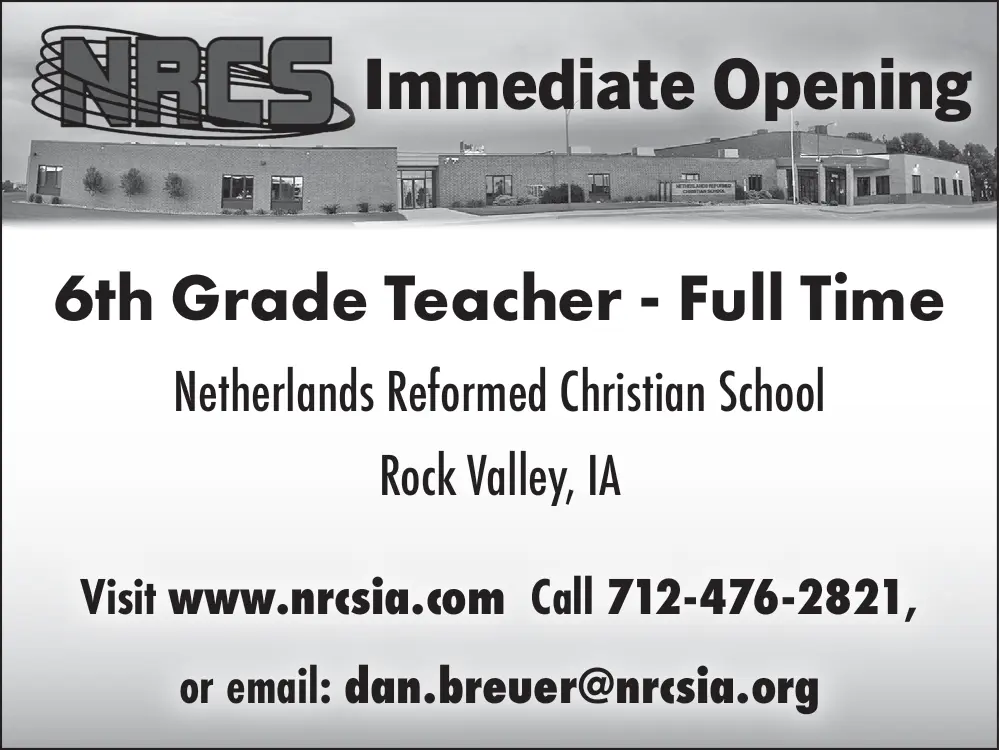 The Netherlands Reformed Christian School is Hiring a Full-Time 6th Grade Teacher