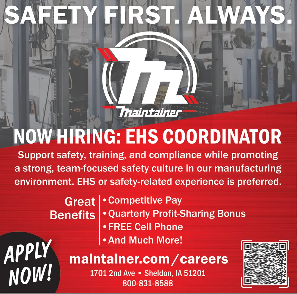 EHS Coordinator Jobs in Sheldon, IA