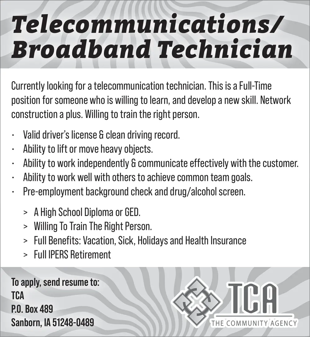 Telecommunications/Broadband Technician Career Opportunity