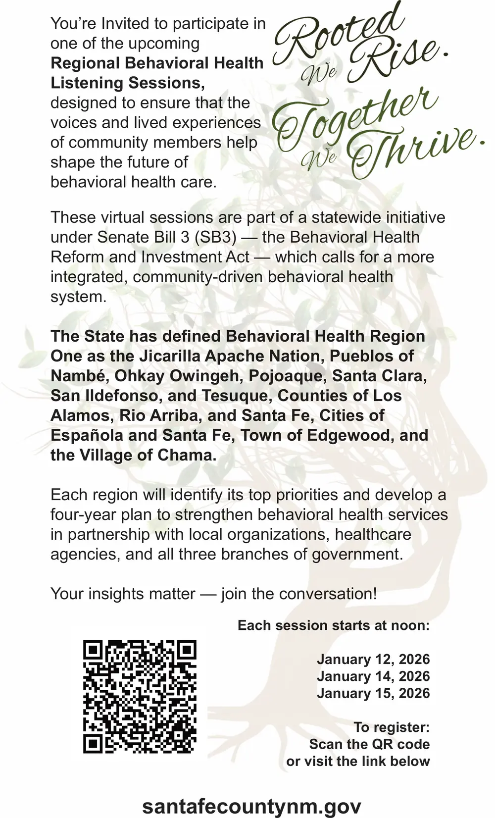 Regional Behavioral Health Listening Sessions in Santa Fe, New Mexico