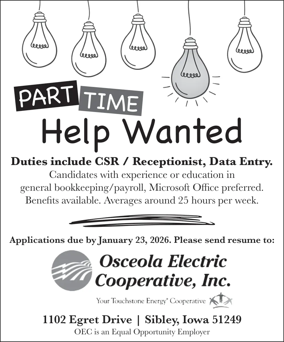 Join the Osceola Electric Cooperative Team in Sibley, Iowa
