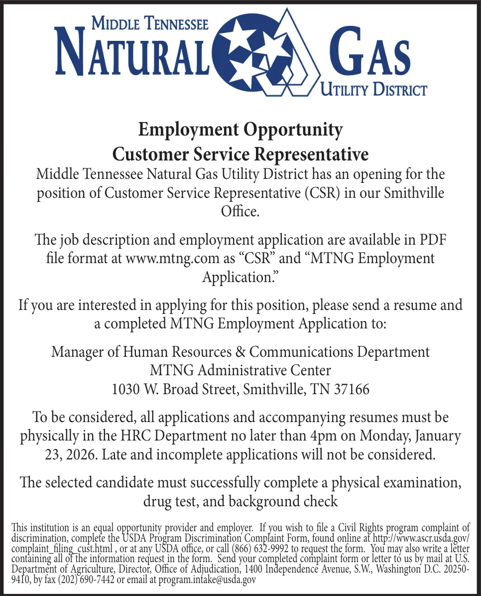 Employment Opportunity: Customer Service Representative (CSR) - Smithville Office