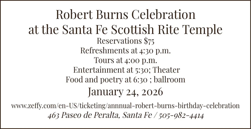 Robert Burns Celebration Event in Santa Fe, New Mexico