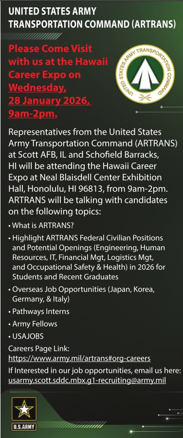 Federal Civilian Careers with ARTRANS in Honolulu, HI