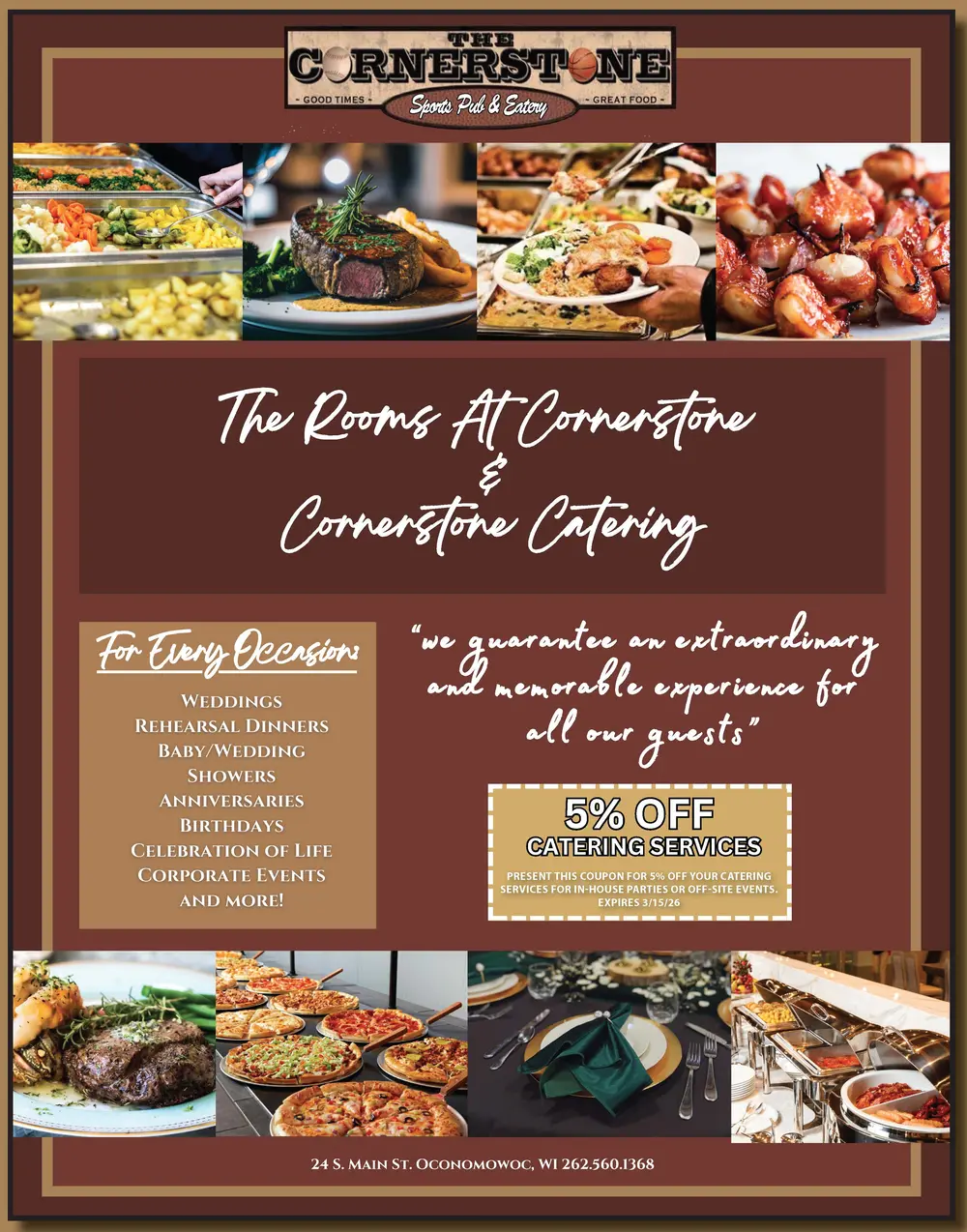Oconomowoc WI Catering & Event Venue – The Cornerstone Sports Pub & Eatery