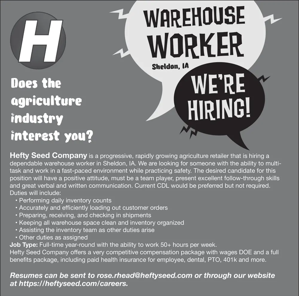 Warehouse Worker Jobs in Sheldon, IA