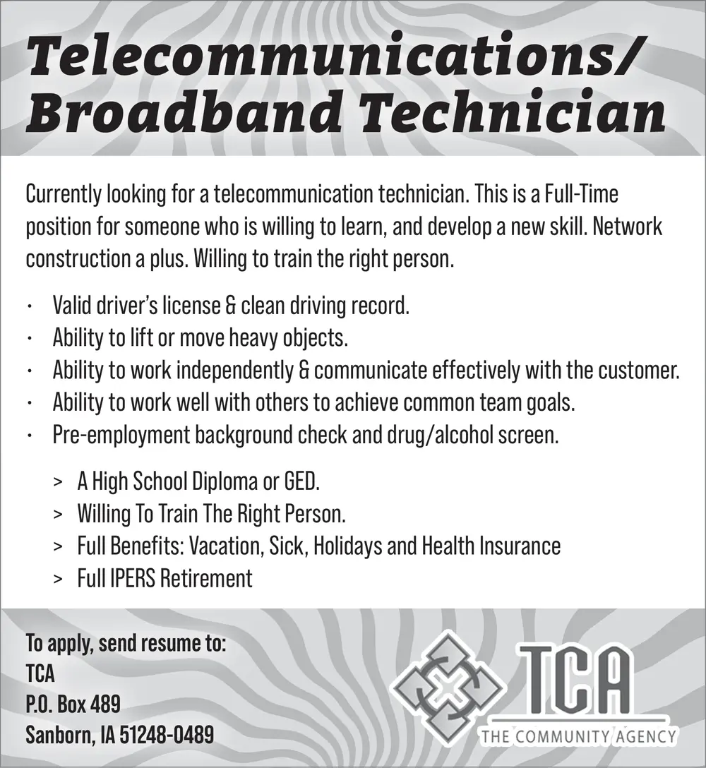 Telecommunications/Broadband Technician Career Opportunity