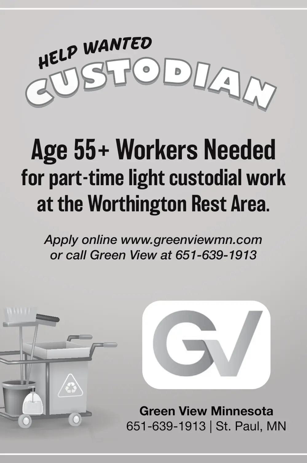 Custodial Employment Opportunities for 55+ in St. Paul, MN