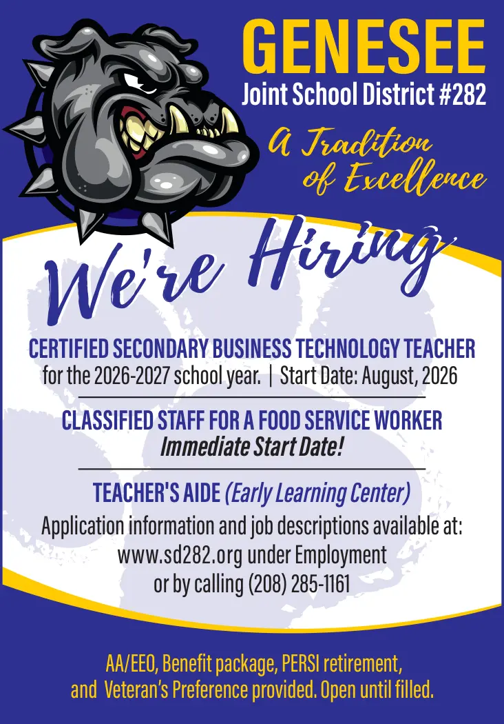 Genesee, Idaho - Teaching Aide Now Hiring