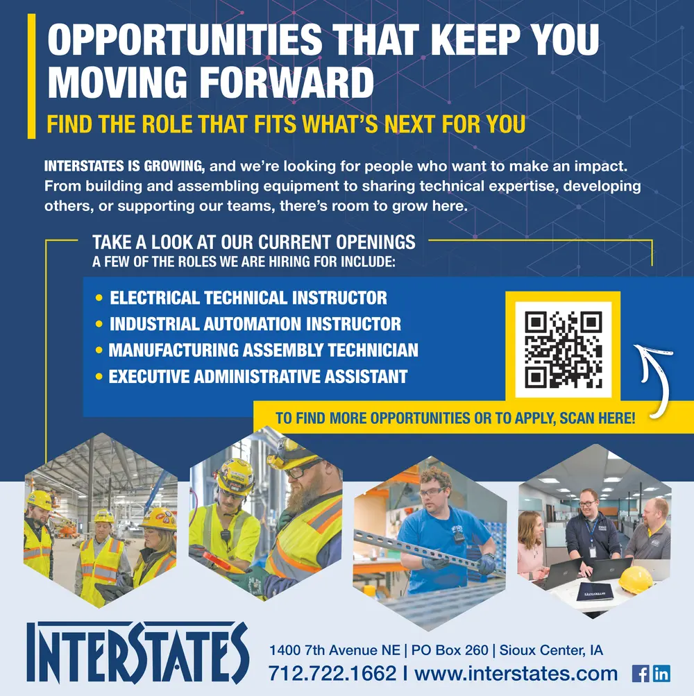 Multiple Positions Available - Interstates in Sioux Center, Iowa