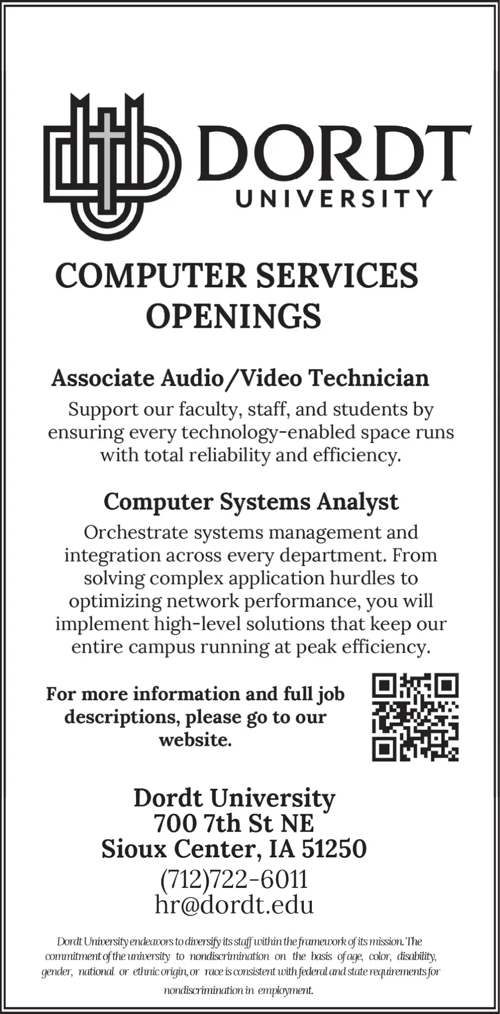 Technology Careers at Dordt University in Sioux Center, IA