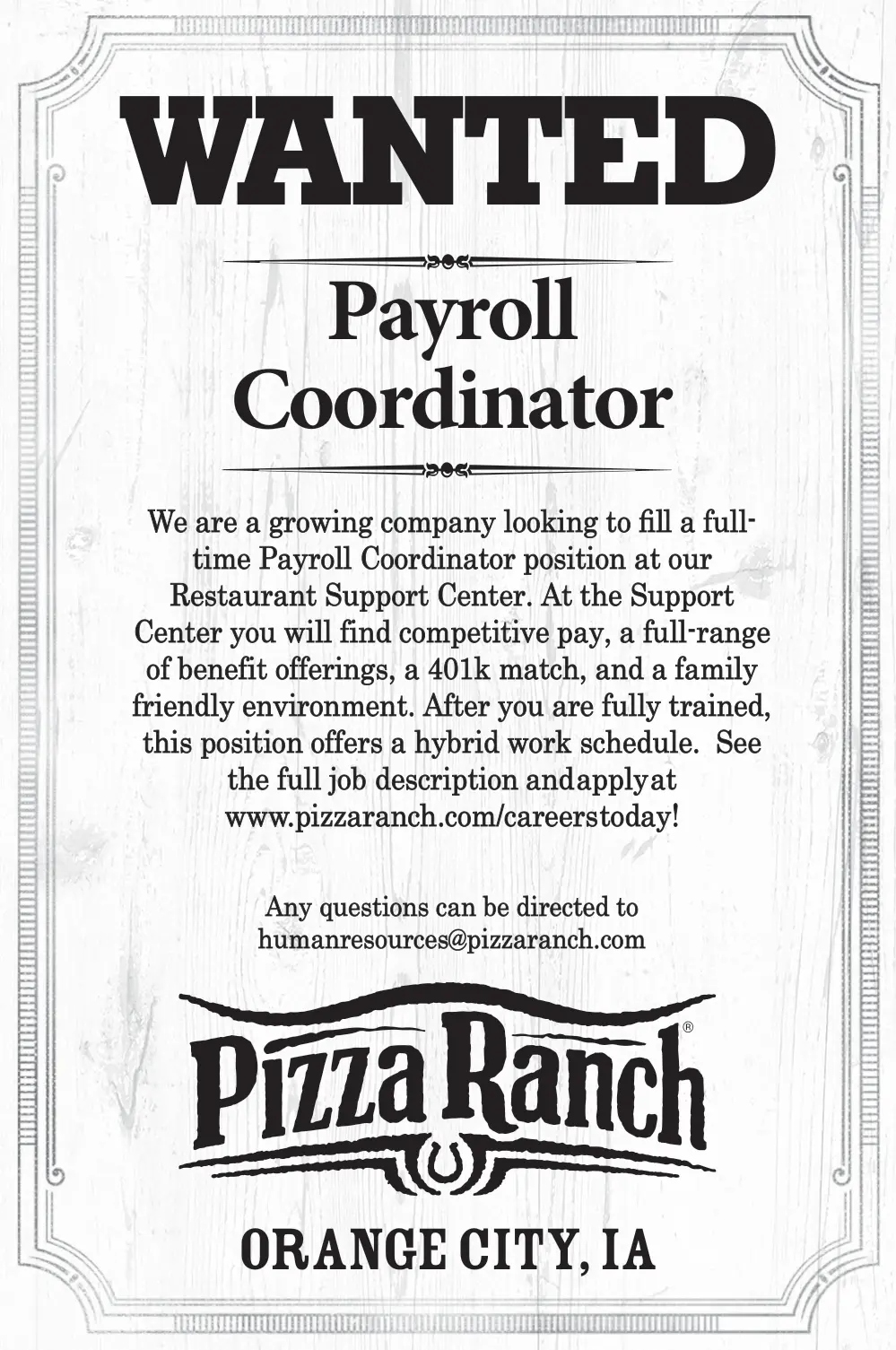 Pizza Ranch Careers in Orange City, IA
