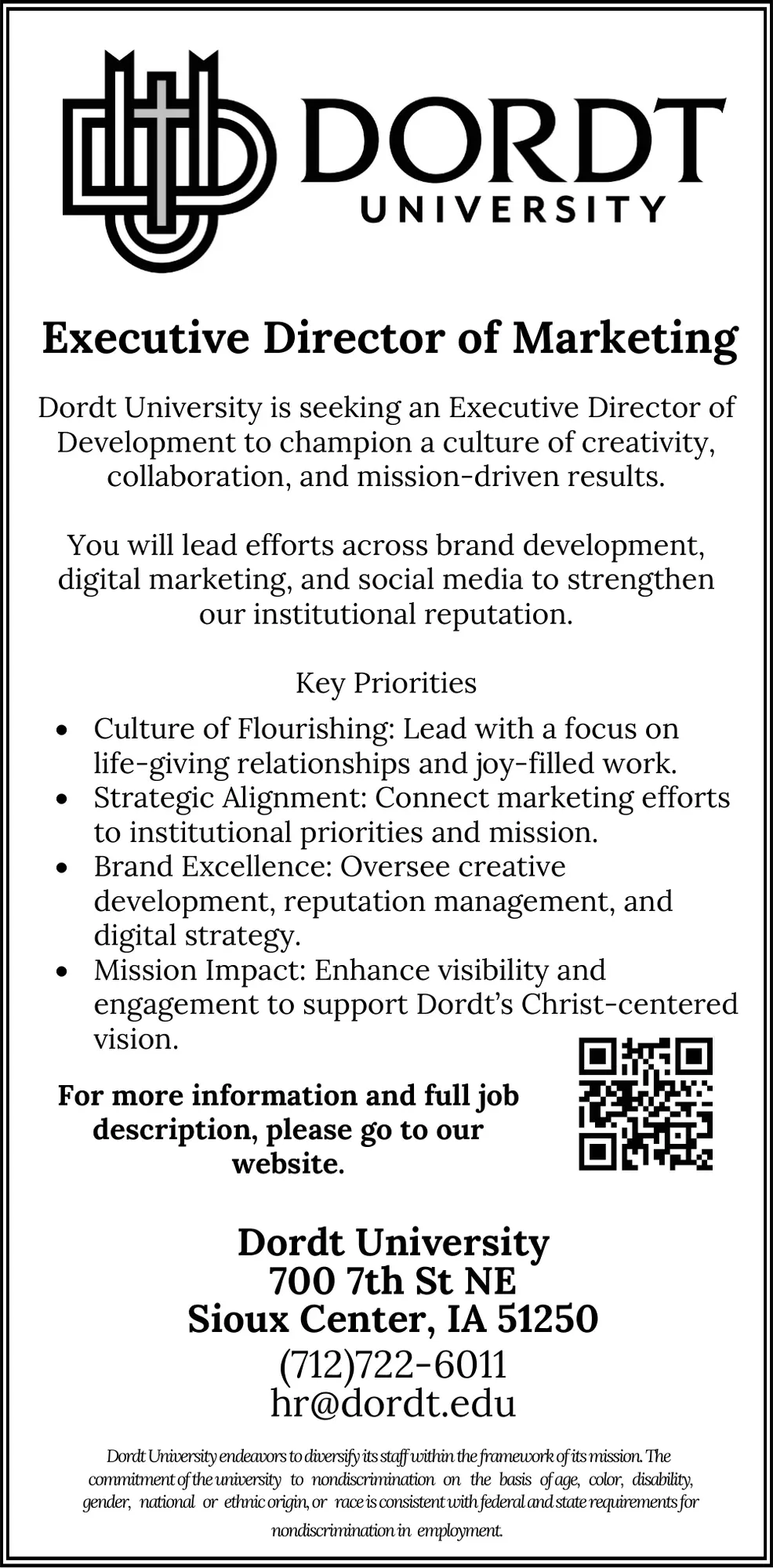 Join Dordt University Careers in Sioux Center, IA