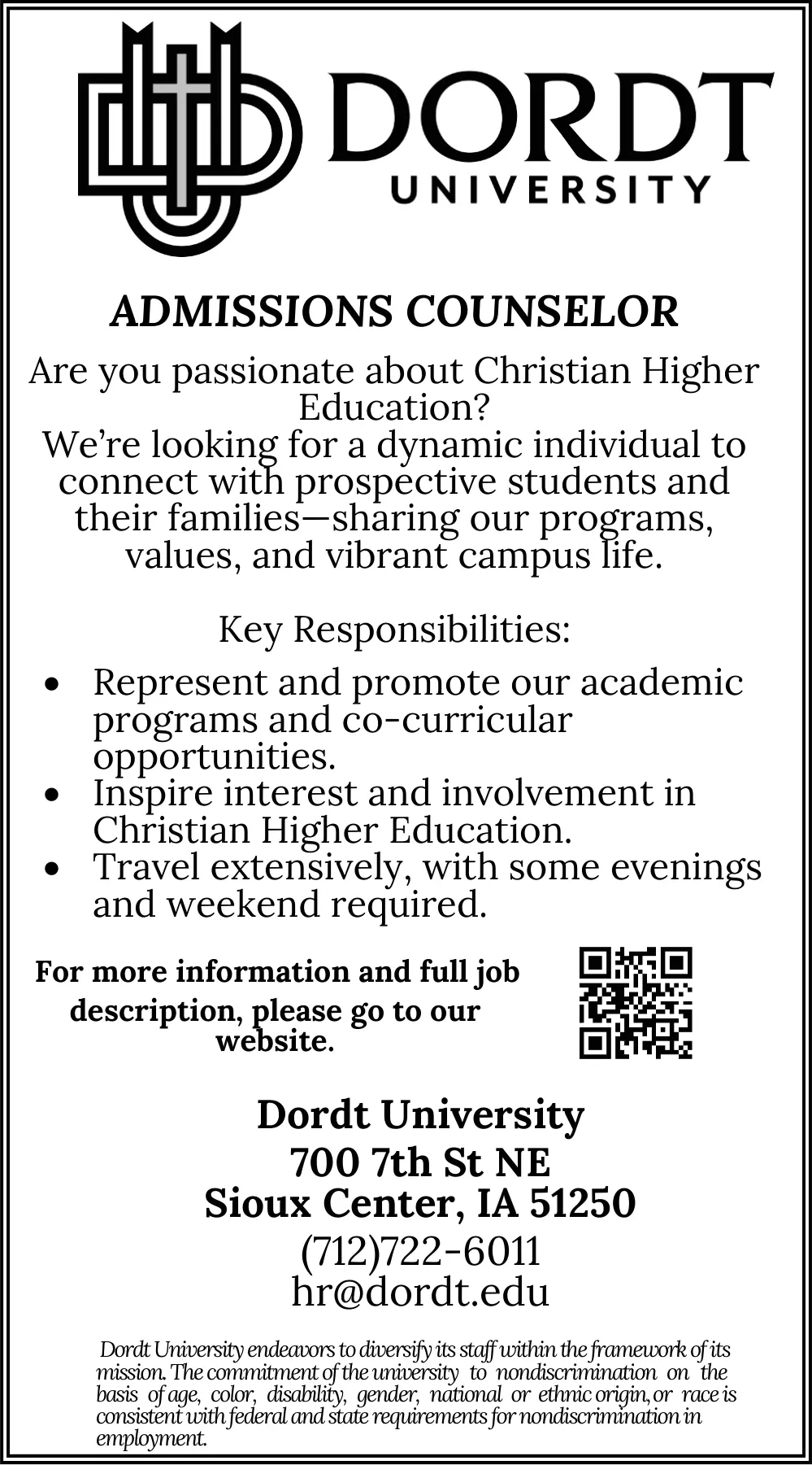 Dordt University Admissions – Sioux Center, IA