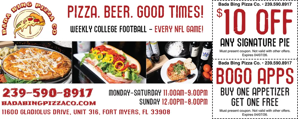 Coupons for Bada Bing Pizza Co