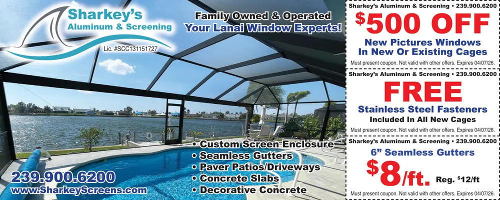 Coupons for Sharkey's Aluminum & Screening